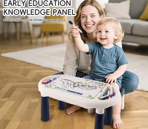 6-in-1 Kids Learning Activity Table - With Magnetic Board and Stool - thumbnail 4