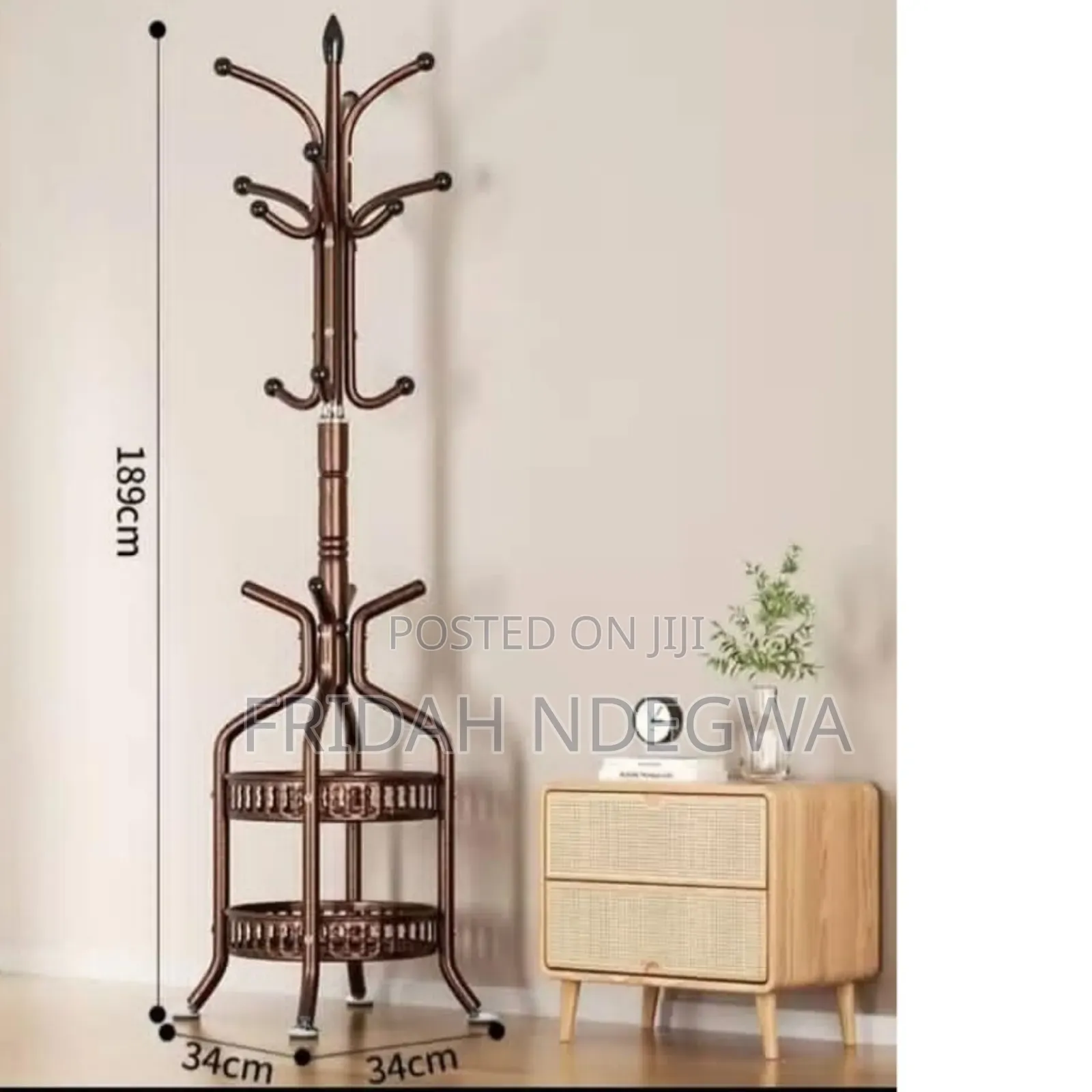 Heavy Duty Wrought Iron Coat/Handbag Floor-Standing Rack