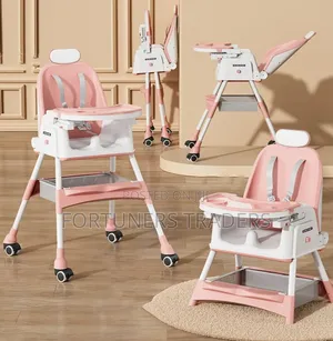 Baby Feeding Booster Seat With Tray, Wheels, Safety Belt for Toddlers