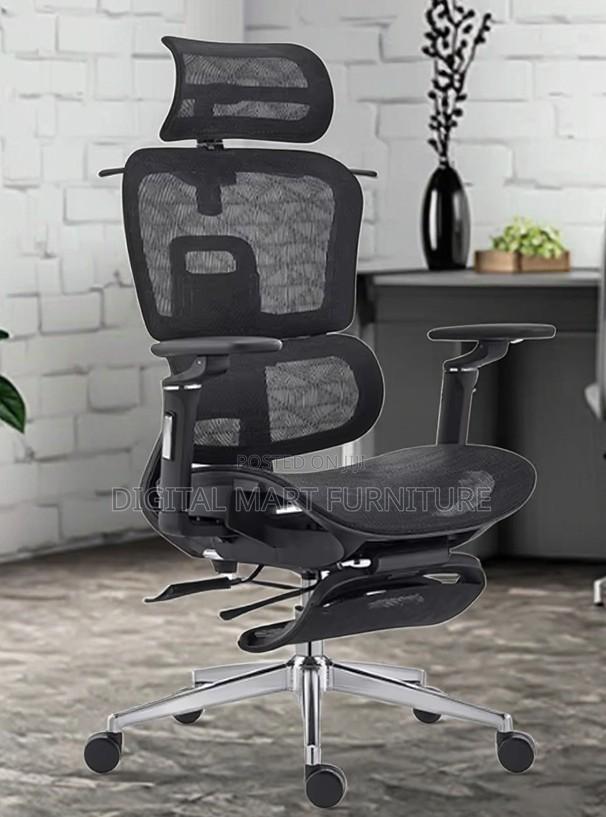 Free Arms Black Chair With Footrest