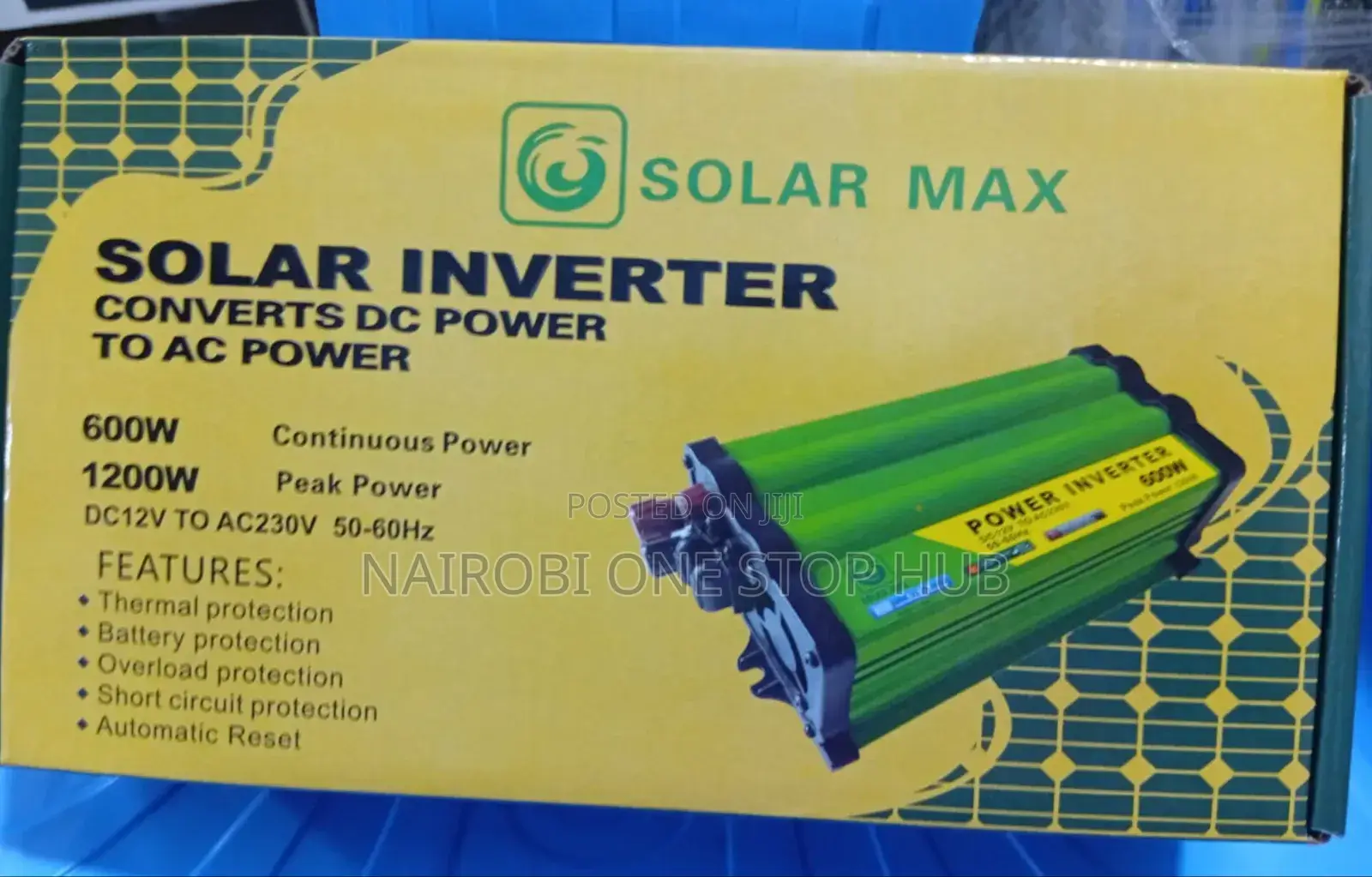 Solar Max 600w Continuous / 1200w Peak Inverter – Smart Protection
