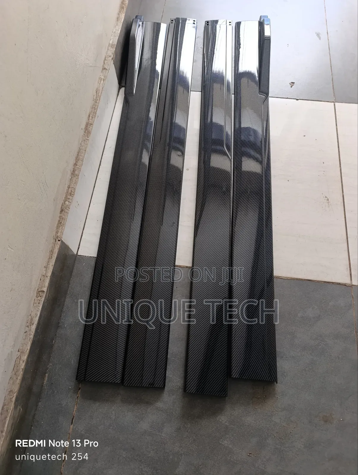 Carbon Fiber Look Plain Side Skirts ,Universal Fit