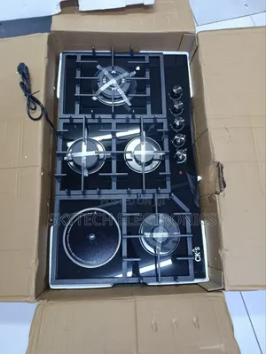 Ck's 4 Gas(1 Wok) + 1 Electric Ceramic Plate Hob,Black Glass 90cm