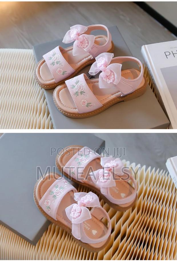 Off White Soft Pink Kids Summer Sandals - thumbnail 4