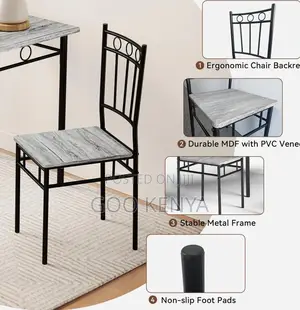 Home Dining Set; Modern Metal Frame Dining Set With Solid Wood Table