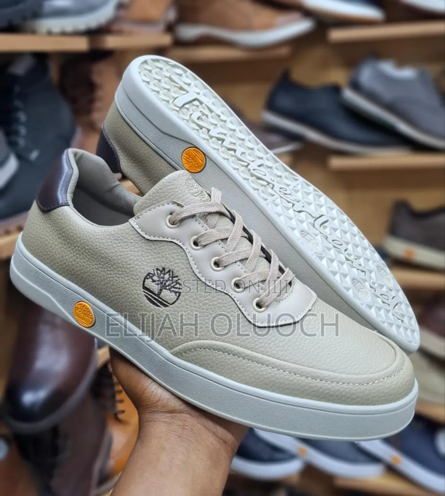 Beige Pure Learher Timberland Casual Shoes