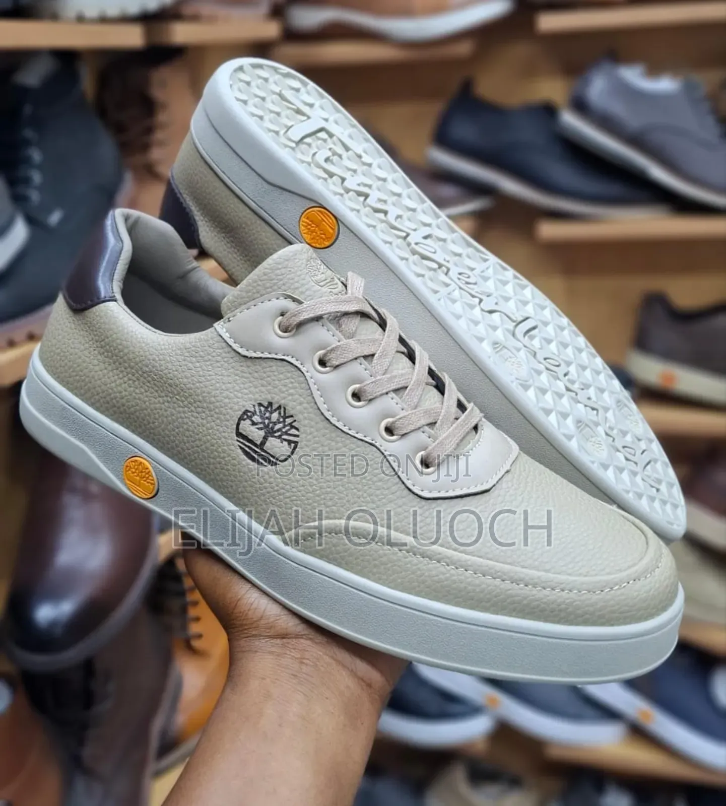 Beige Pure Learher Timberland Casual Shoes