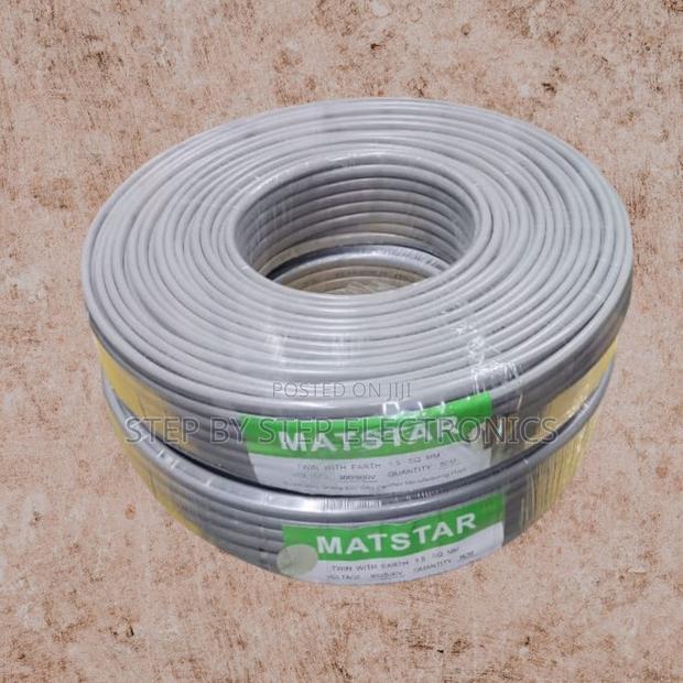 1.5mm Matstar Twin Earth Flat Wiring Cable Grey 90m Durable PVC Coated - main view