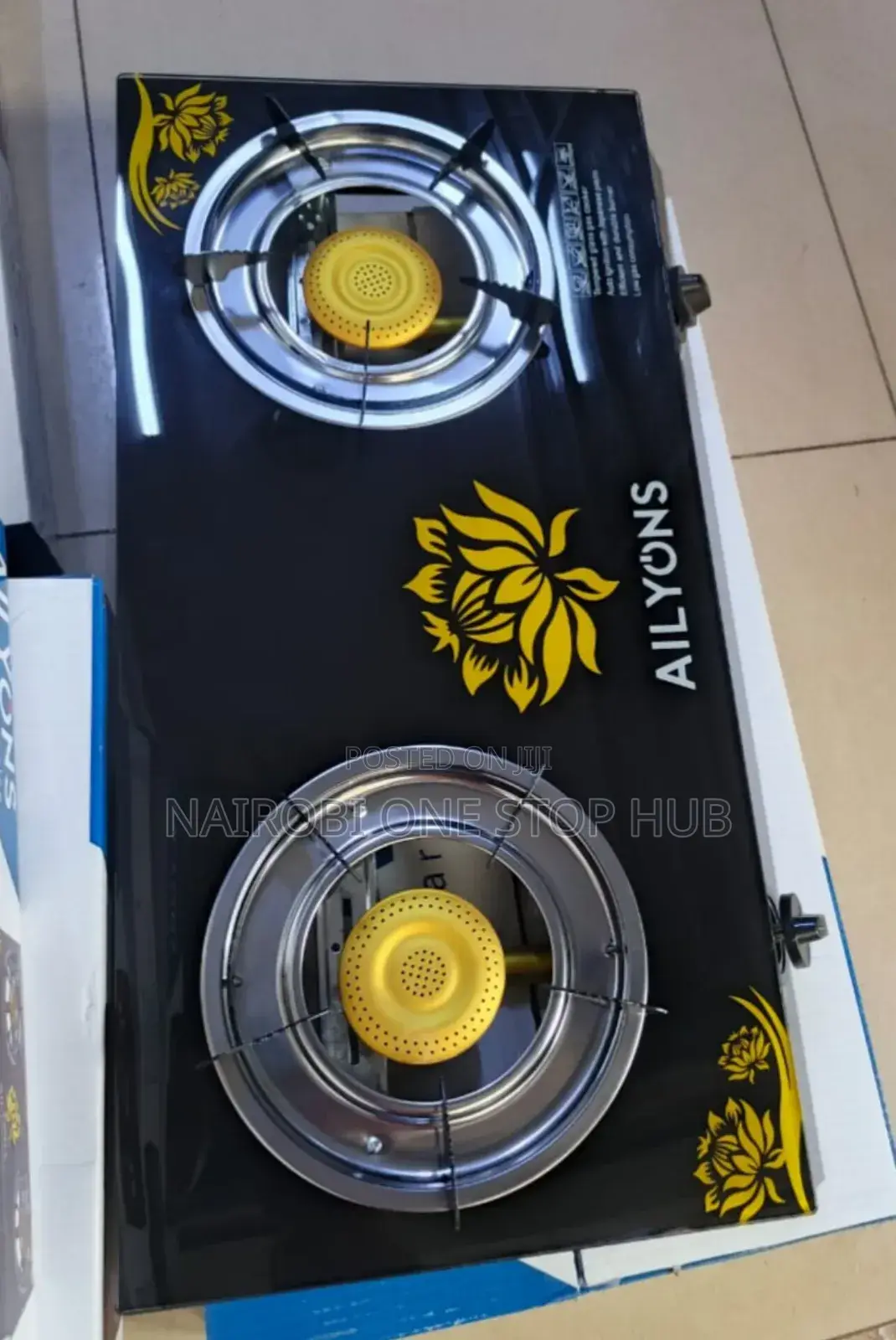 Ailyons Gas Stove – Dual Burner With Toughened Glass Surface