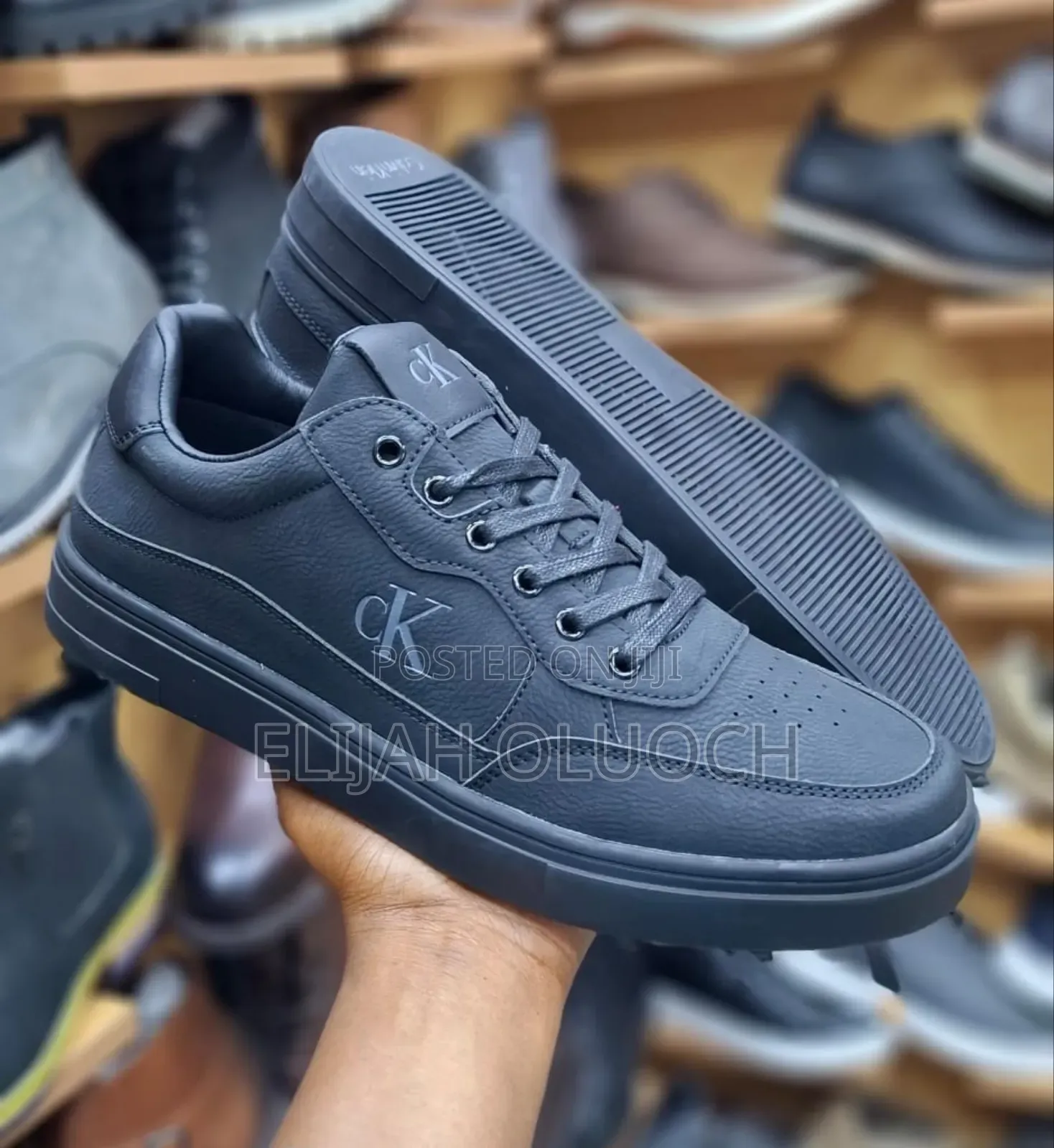 All Black Calvin Klein Premium Quality Leather Casual Shoes