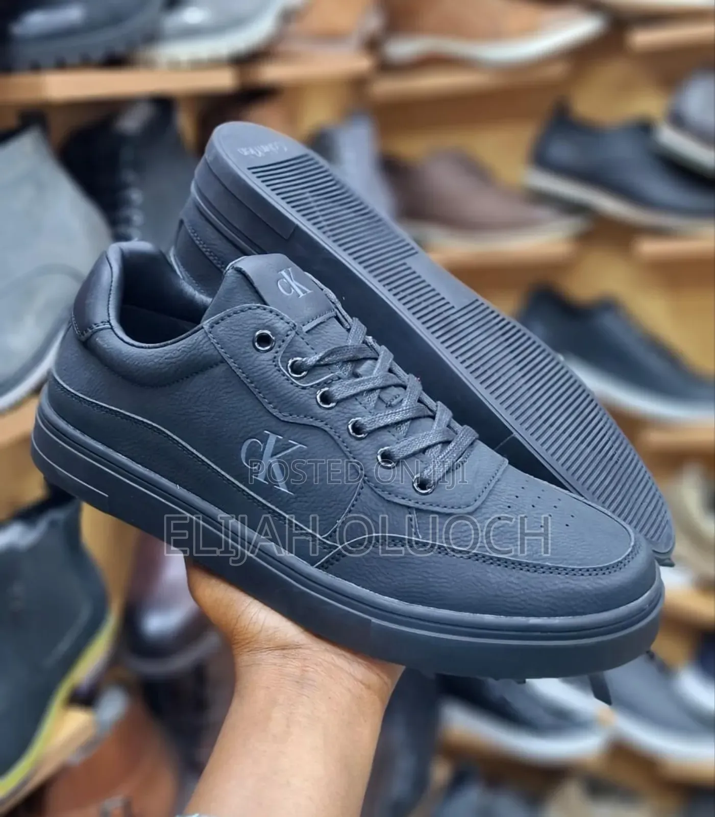 All Black Calvin Klein Premium Quality Leather Casual Shoes