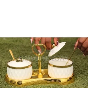 2pcs Ceramic Sugar Dishes With Stand