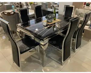 Home Dining Set; Quality Marble Dining With Leather Seats for Family