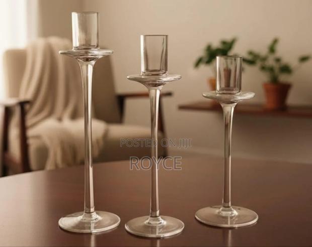 3pc Glass Candle Holders - thumbnail 2