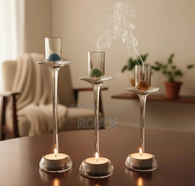 3pc Glass Candle Holders - thumbnail 4