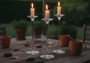 3pc Glass Candle Holders