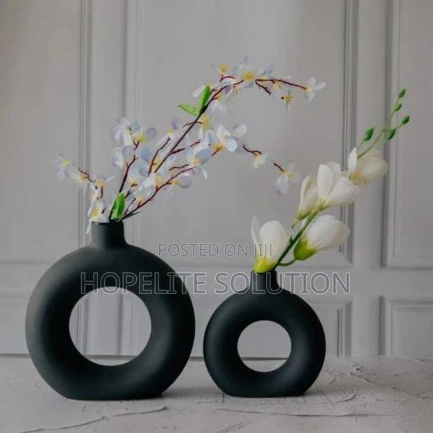 Porcelain Ceramic 2 In1 Elegant Decor Donut Flower Vases
