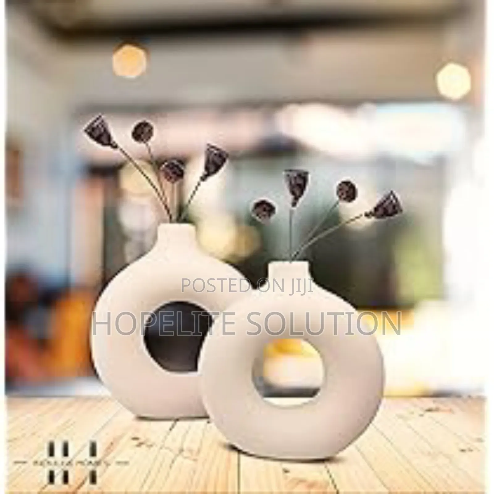 Porcelain Ceramic 2 In1 Elegant Decor Donut Flower Vases