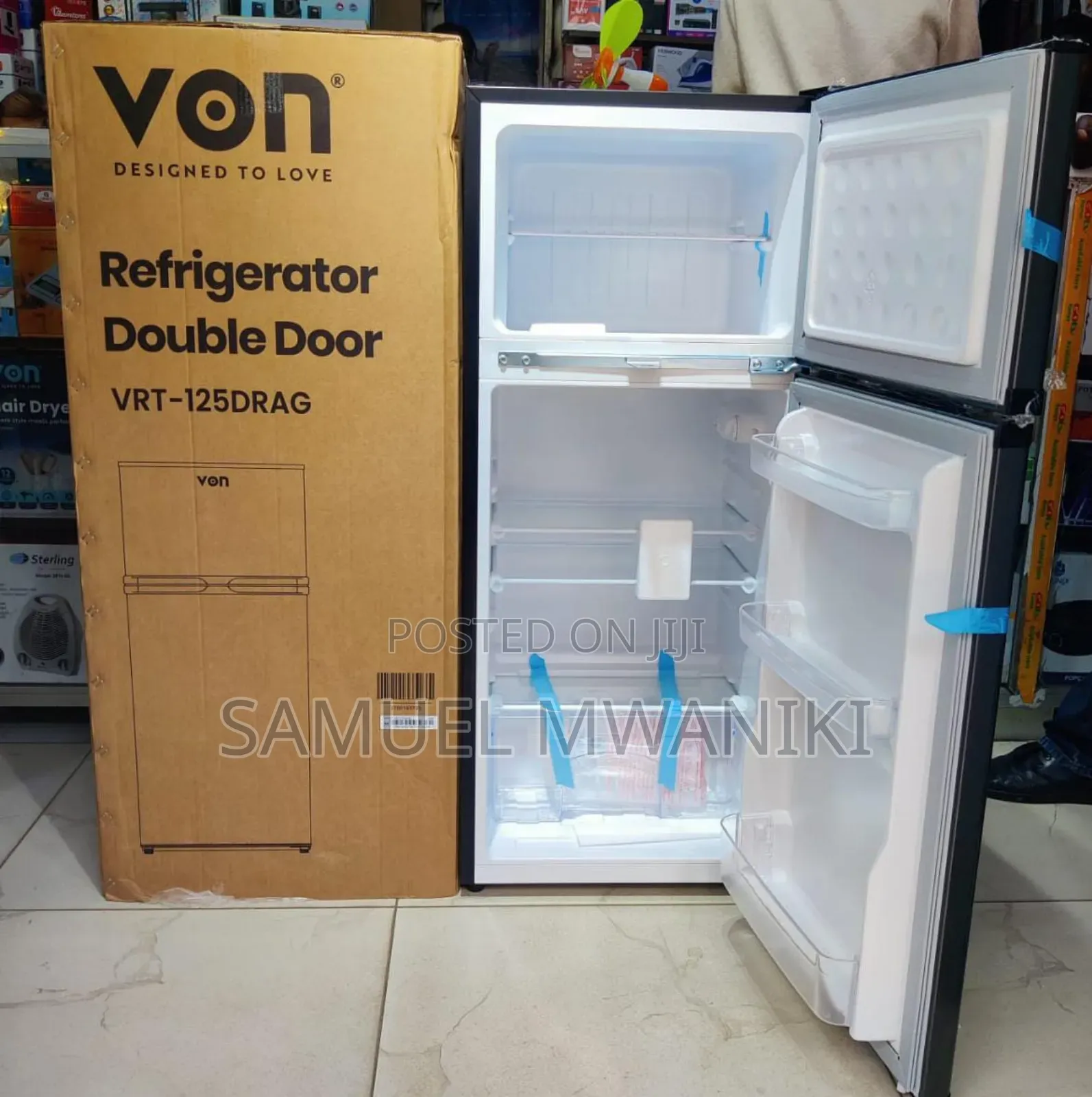 Von 125 Liters Fridge With Top Mount Freezer Double Door