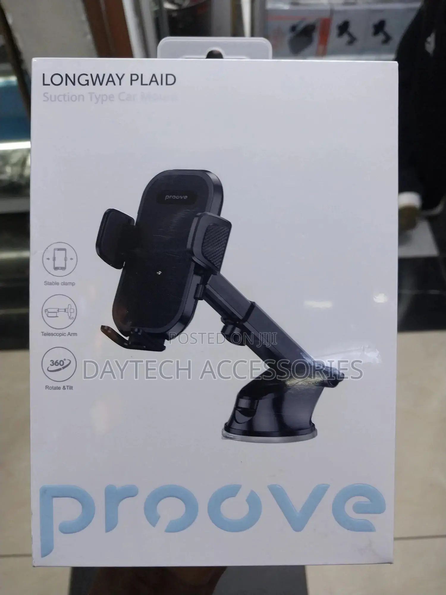 The Proove Longway Plaid Suction Type Car Mount Phone Holder.