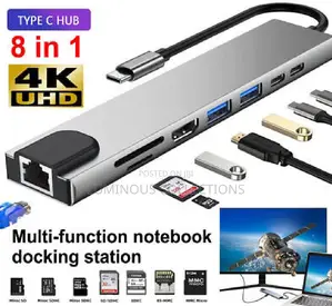 Type C Docking Hub to Hdmi, Network, Usb, 8 in 1