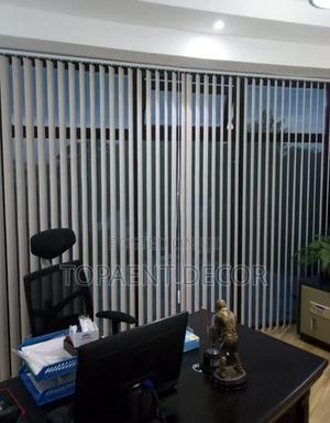 Opened White Professional Look Office Vertical Blinds - main view