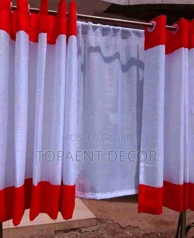 Blended White And Orange Kitchen Window Curtains - main view