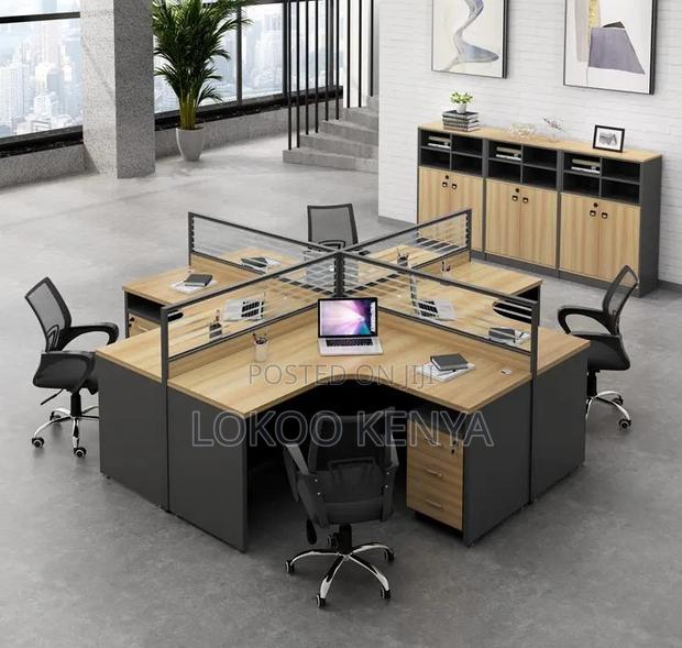 Workstation; Curved 4-Way Open View Secured Modular Workstation - main view