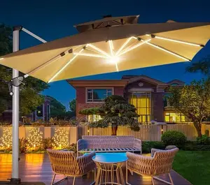 Home Sun Umbrella; Outdoor Beach Umbrella With Led Light for Patio