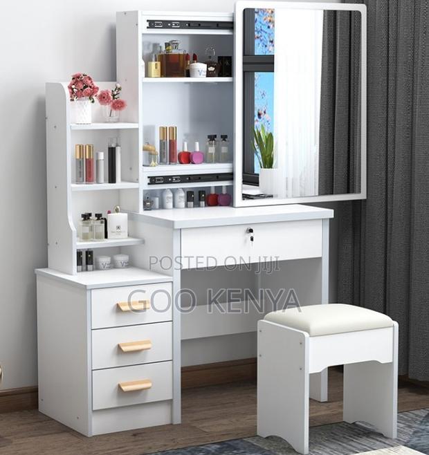 Home Dressing Table; Wooden Vanity Dressing Table With Sliding Mirror