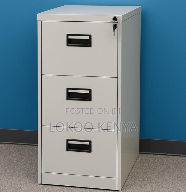 Office Cabinet; Metallic (Steel) 3 Drawer Secured Filling Cabinet