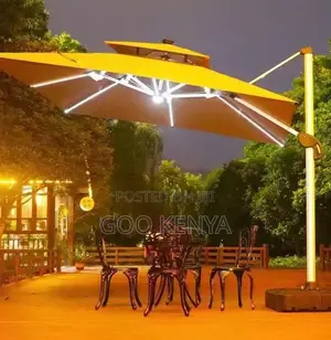 Outdoor Umbrella; Large Outdoor Umbrella With Integrated Led Lighting