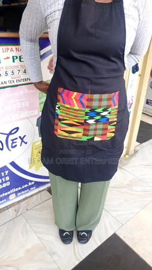 Kitenge Piped Customized Black Chef Apron - main view