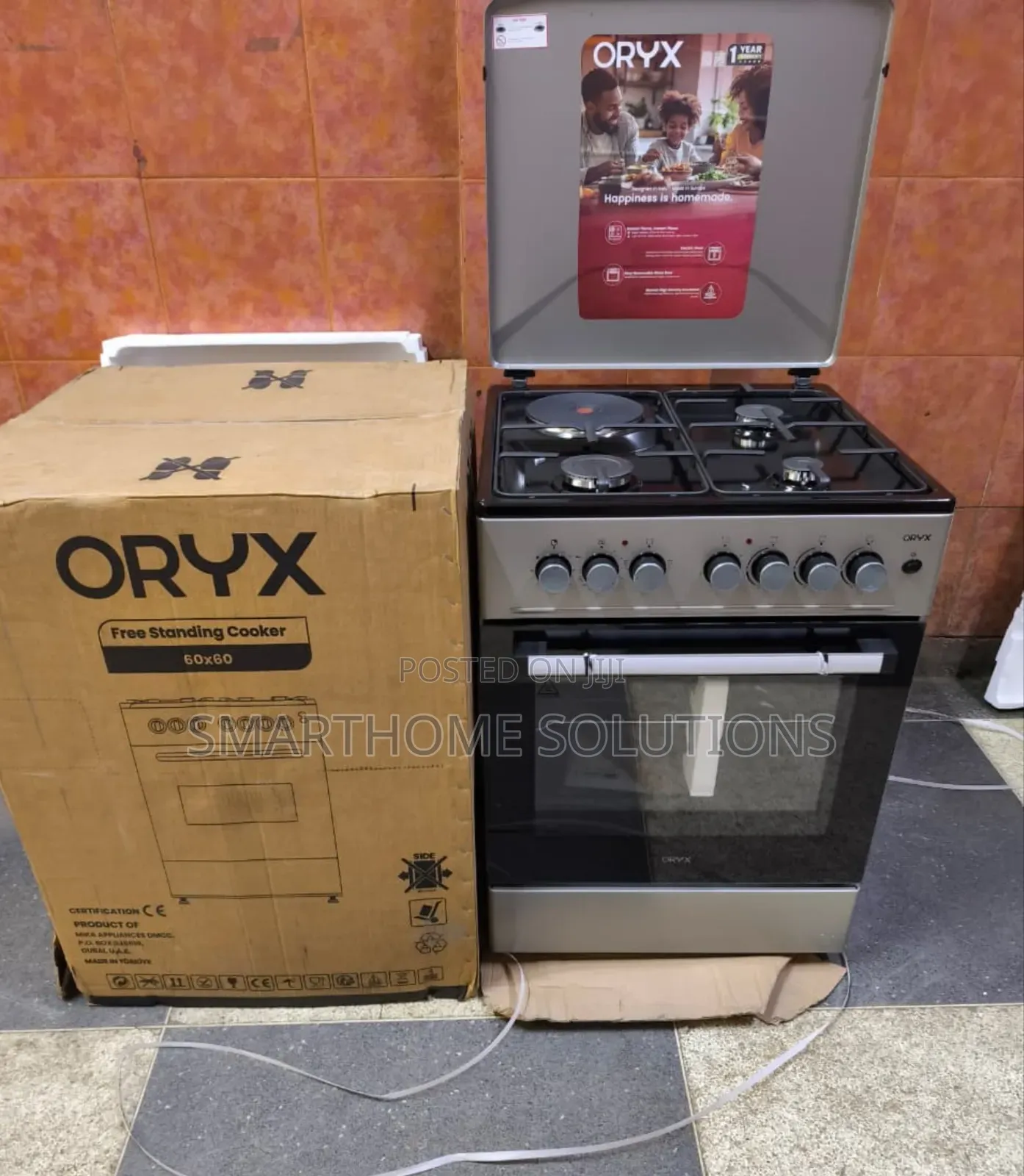 Mika Oryx Standing Cooker, 60cm X 60cm, 3 Gas +1 Electric