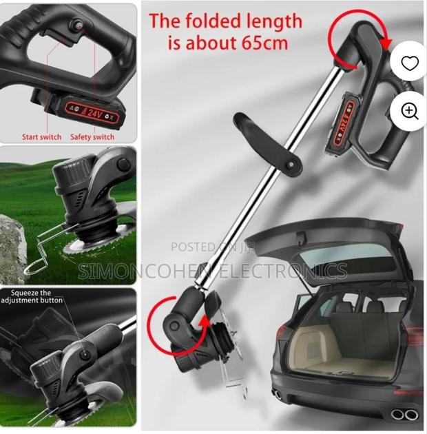 Cordless Electric Lawn Mower With Foldable Adjustable Trimmer - thumbnail 3