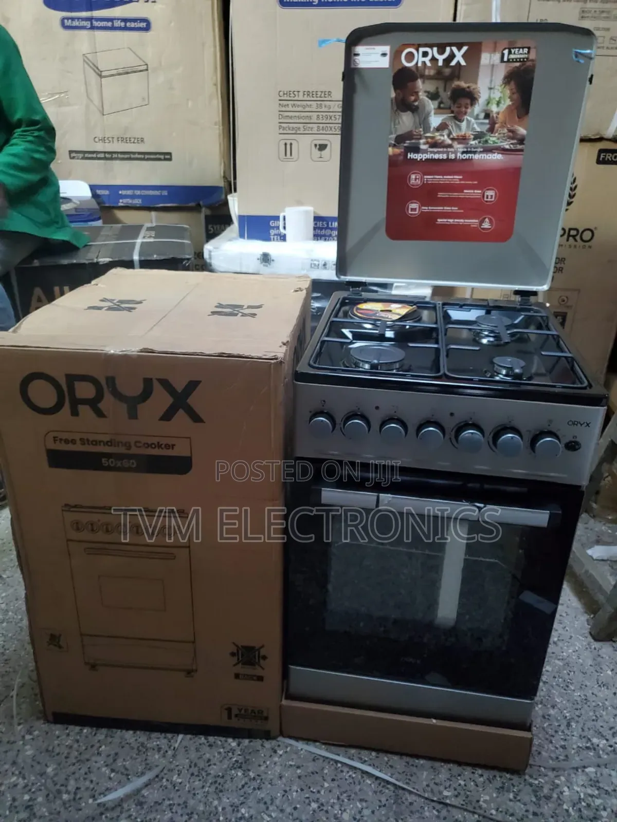 Mika Oryx Standing Cooker, 50cm X 60cm, 3 Gas Pool Jet Burners + 1e