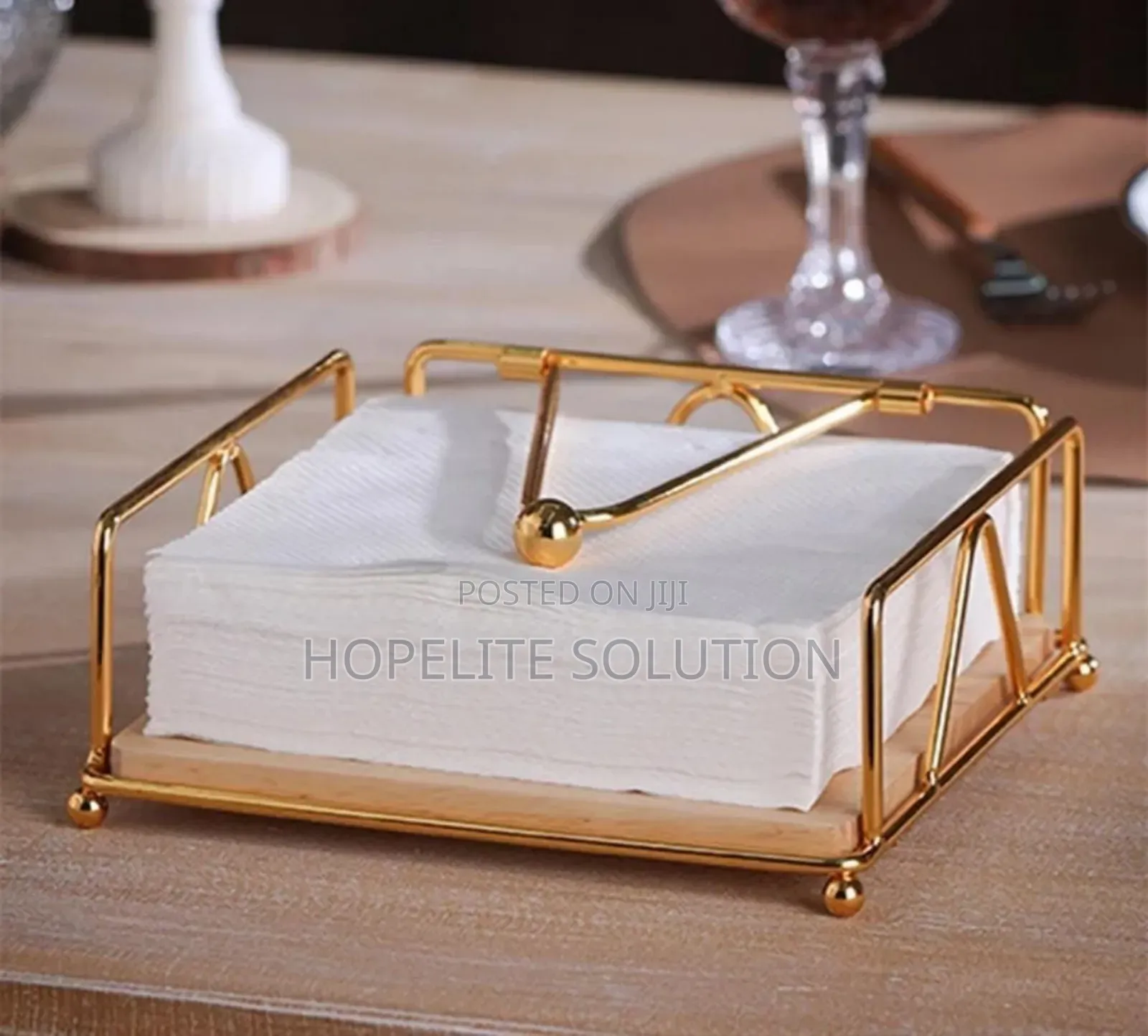 Bamboo Base Metallic Serviettes Holder Now Available