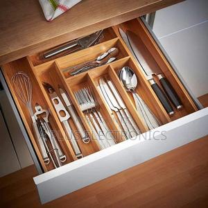 Multifunctional Big Bamboo Expandable Wooden Cutlery Organizer