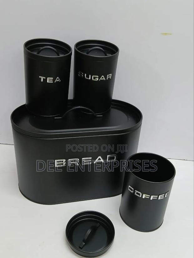 Unique and Elegant Bread Storage Bin With 3pcs Canisters - main view
