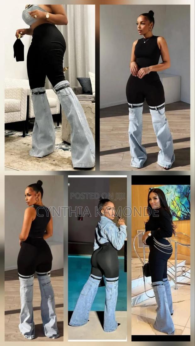 Trendy Two-Tone Denim Pant - main view