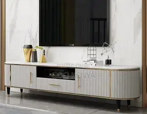 Home Tv Cabinet; Durable Metal Frame Tv Cabinet With Wood Polish
