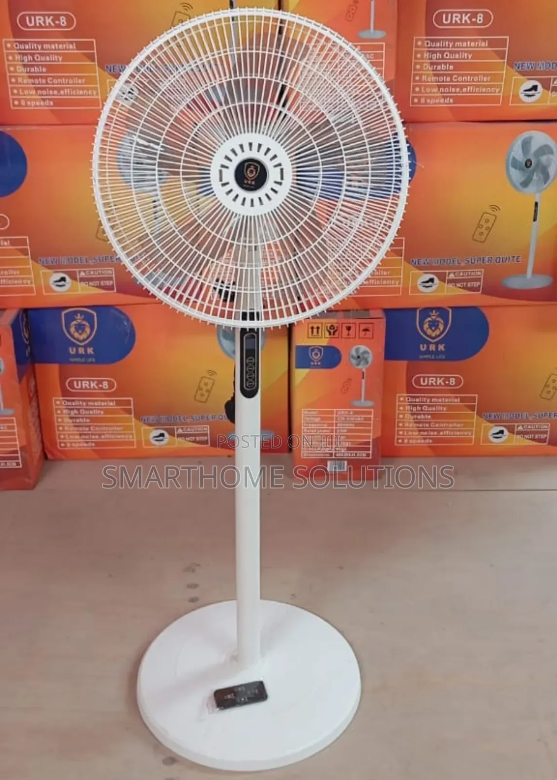 White Urk Fan With Remote