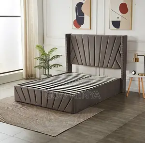 Home Bed; Dark Grey Plush Velvet Queen Bed With Hydraulic Storage