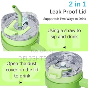 1200ml Capacity Stainless Steel Thermocups With Steel Straws-Pa