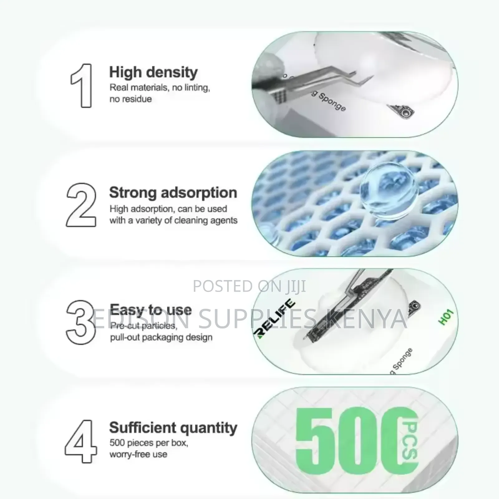 Koocu Nano Cleaning Sponge 500pcs Magic Eraser Melamine Foam Wiping