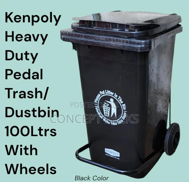 Kenpoly Heavy Duty Pedal Trash / Dustbin 100l With Wheels