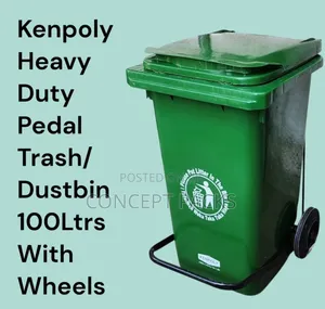 Kenpoly Heavy Duty Pedal Trash / Dustbin 100l With Wheels