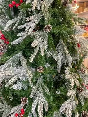 Pine Partially Snow Flocked Tree With Decorative Cones Berries