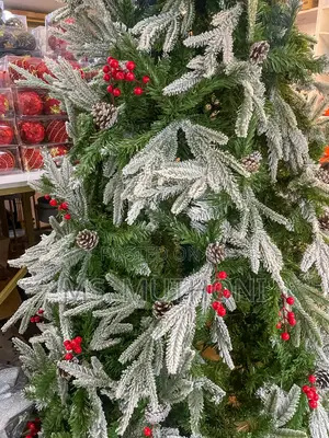 Pine Partially Snow Flocked Tree With Decorative Cones Berries