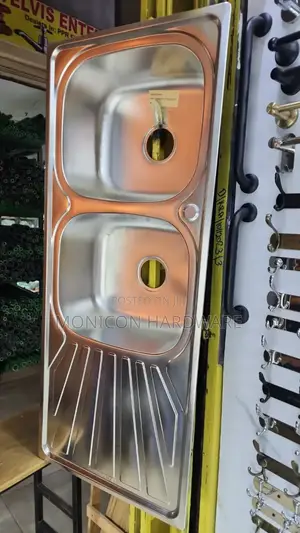 Kitchen Sink Double Bowl Single Drain